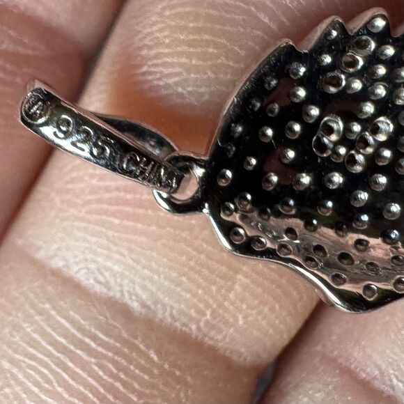 REAL DIAMONDS in STERLING SILVER BIRD / ANGEL WING PENDANT Vintage Estate 925 - Picture 11 of 13